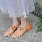 Genuine Leather Square Toe Lace-up Shoes