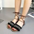Patterned Lace Up Sandals