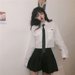 Dual Pocket Shirt / Pleated Mini Skirt