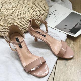 Kitten Heel Faux Leather Sandals