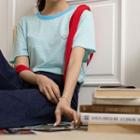 Smiley-embroidered Stripe T-shirt