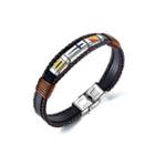 Simple Personality Cross Pattern Geometric 316l Stainless Steel Leather Bracelet Silver - One Size
