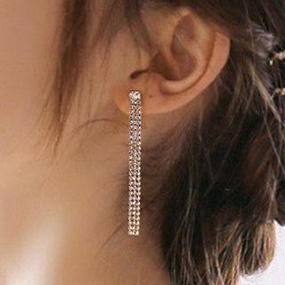 Rhinestone Dangle Earring 1 Pair - S925 Silver - As Shown In Figure - One Size