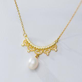 925 Sterling Silver Faux Pearl Pendant Necklace S925 Silver - As Shown In Figure - One Size