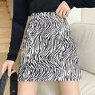 High-waist Zebra Print Skirt