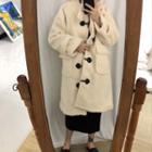 Stand Collar Faux Shearling Duffle Coat As Shown In Figure - One Size