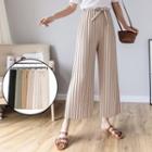 High-waist Pleated Cropped Wide-leg Pants