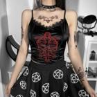 Lace Trim Embroidered Camisole Top