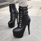 Lace-up Stiletto-heel Platform Short Boots