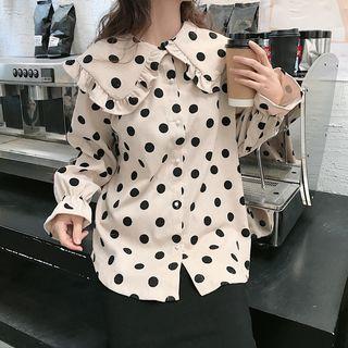 Ruffle-collar Dotted Shirt