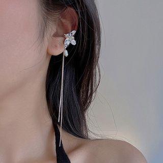 Tassel Ear Cuff 1 Pair - Silver - One Size