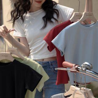 Short Sleeve Plain Crop Top