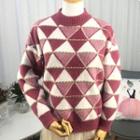 Mock Neck Geometric Sweater