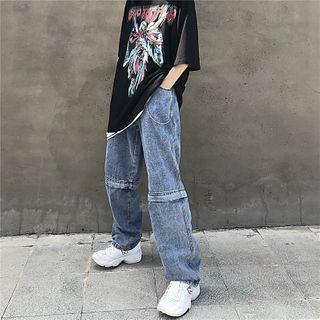 High-waist Removable Straight-cut Jeans