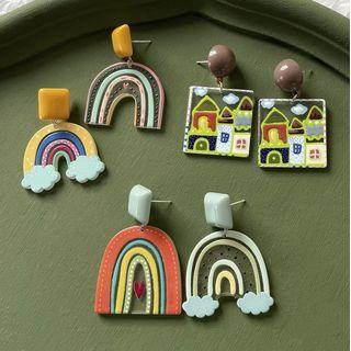 Rainbow / House Acrylic Dangle Earring