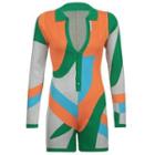 Long-sleeve Color Block Knit Romper
