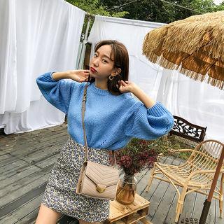 Crewneck Pointelle Thick Sweater