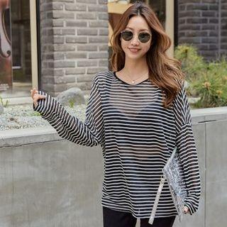 Lace Up Back Sheer Top
