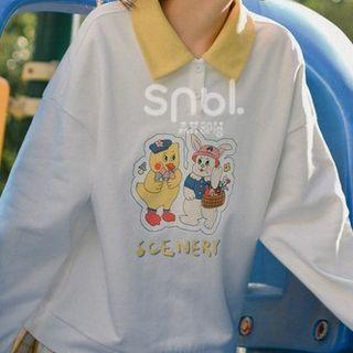 Animal Print Polo Sweatshirt