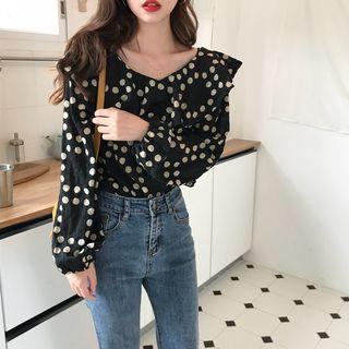 Frill Trim Print Blouse