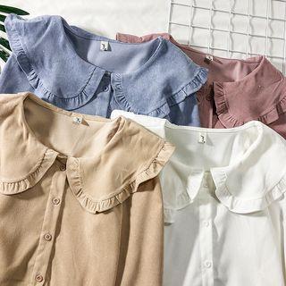 Ruffled-trim Peter Pan-collar Shirt