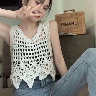 Crochet Tank Top White - One Size