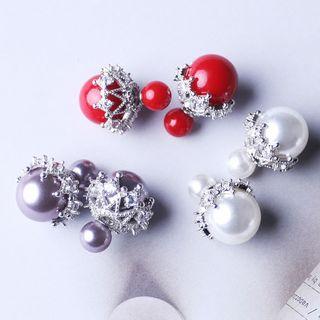 Rhinestone Pearl Through & Through Earrings
