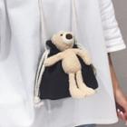 Furry Bear Crossbody Bucket Bag
