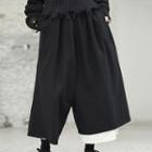 Asymmetric Wide-leg Pants Black - One Size
