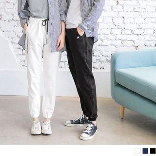 Drawstring-waist Star Print Jogger Pants