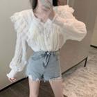 Ruffled Shirred Blouse As Shown In Figure - One Size