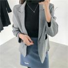 Peaked-lapel Wool Blend Blazer Gray - One Size