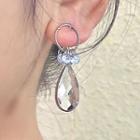 Rhinestone Drop Earring 1 Pair - 2633a - Silver - One Size