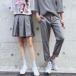 Couple Matching Striped Fit Pants / Pleated Skirt