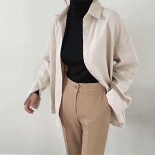 Round-hem Textured Shirt