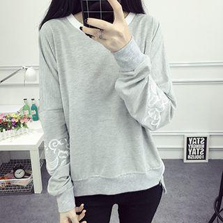 Embroidered Side Zip Pullover