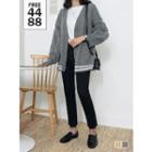 Piped Stitched Loose-fit Cardigan