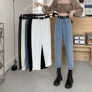 Washed Crop Straight Leg Jeans