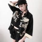 Elbow-sleeve Dragon Embroidered Jacket