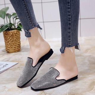 Square Toe Sequined Slide Sandals