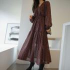Drawcord-waist Maxi Floral Dress