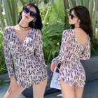 Long-sleeve Print Swimdress