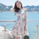 Short-sleeve Floral Mini A-line Dress