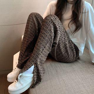 Print Slit-hem Wide Leg Pants