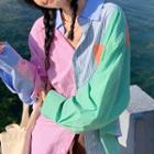 Color Block Shirt Blue & Pink - One Size