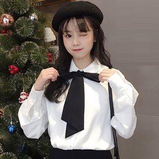 Bow Accent Shirt White - One Size