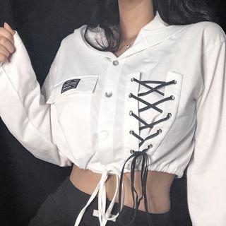 Long-sleeve Tie-front Cropped Jacket