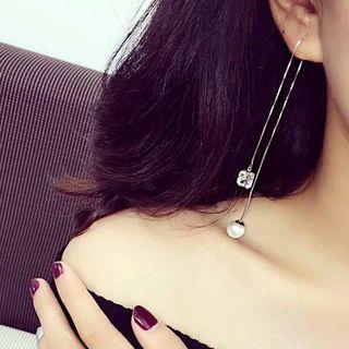 Faux Pearl Rhinestone Threader Earring