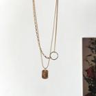 Tag Pendant Layered Alloy Necklace Gold - One Size