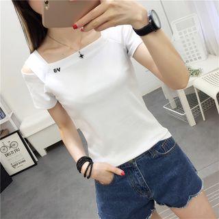 Shoulder Cut Out Short-sleeve T-shirt